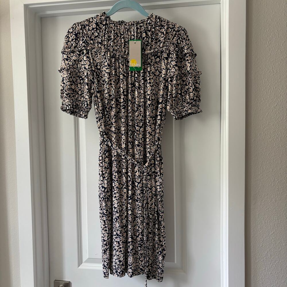Boden Jersey Knit Yoke Detail Belted Waist Midi Dress w/ Pockets Size 4L NWTs